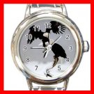 Bald Eagles Birds Round Italian Charm Wrist Watch 375