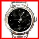 Black Cat Kitty Pet Round Italian Charm Wrist Watch 376