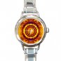 Golden Circle Flower Art Round Italian Charm Wrist Watch 381
