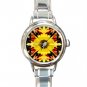 Fractal Sunflower Sun Flower  Round Italian Charm Wrist Watch 383