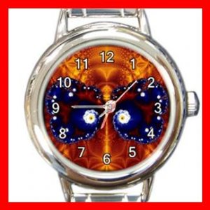 Fractal Butterfly Fly Spiral Round Italian Charm Wrist Watch 389