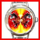 Fractal Butterfly Fly Color Round Italian Charm Wrist Watch 406