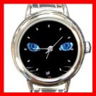 Black Cat Blue Eyes Round Italian Charm Wrist Watch 407