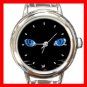 Black Cat Blue Eyes Round Italian Charm Wrist Watch 407