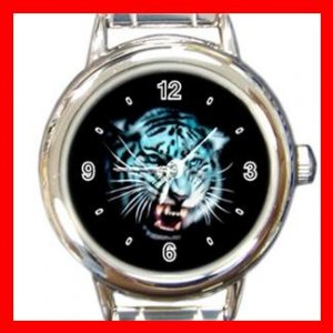 White Tiger Round Italian Charm Wrist Watch 417