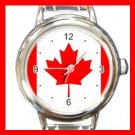 Canada Flag Maple Leaf Round Italian Charm Wrist Watch 418