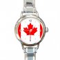 Canada Flag Maple Leaf Round Italian Charm Wrist Watch 418
