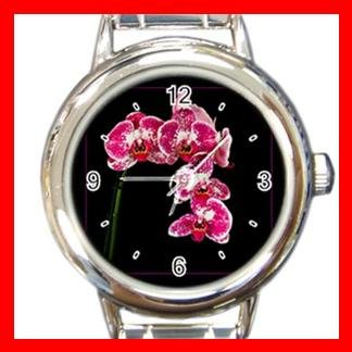 Pink Orchid Flower Stylish Round Italian Charm Wrist Watch 420