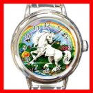 Unicorn Rainbow Flower Myth Round Italian Charm Wrist Watch 421