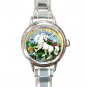 Unicorn Rainbow Flower Myth Round Italian Charm Wrist Watch 421