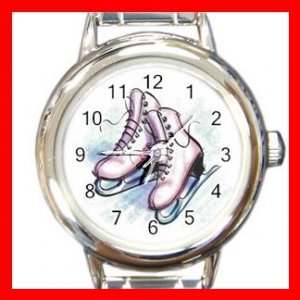 Ice Skating Sports Game Fun Round Italian Charm Wrist Watch 436