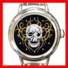 Skulls Skeleton Cool Round Italian Charm Wrist Watch 446
