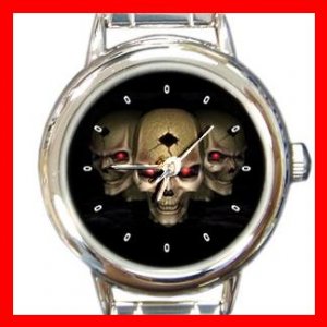 Skulls Skeleton Cool Round Italian Charm Wrist Watch 447