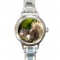 Brown Squirrel Eating Animal Round Italian Charm Wrist Watch 449