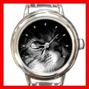 Cute Cat Kitty Pet Round Italian Charm Wrist Watch 454