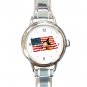 American Flag Witch Round Italian Charm Wrist Watch 458