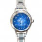 Blue Snow Flake Christmas Round Italian Charm Wrist Watch 459