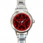 Red Wicca Pentagram Pentacle Round Italian Charm Wrist Watch 463