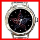 Wicca Pentagram Dragons Round Italian Charm Wrist Watch 464