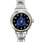 Wicca Pentagram Pagan Blue Round Italian Charm Wrist Watch 465