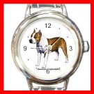 American Staffordshire Dog Pet Round Italian Charm Wrist Watch 471