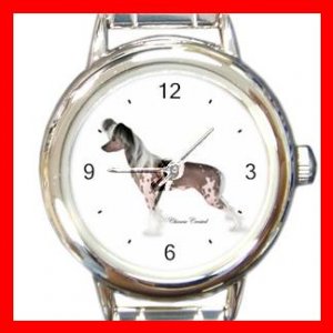 Chinese Crested Dog Pet Round Italian Charm Wrist Watch 475