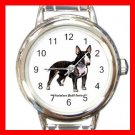 Miniature Bull Terrie Dog Pet Round Italian Charm Wrist Watch 482