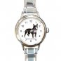 Miniature Bull Terrie Dog Pet Round Italian Charm Wrist Watch 482