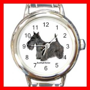 Scottish Terrier Dog Pet Round Italian Charm Wrist Watch 486