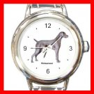 Weimaraner Dog Pet Round Italian Charm Wrist Watch 488