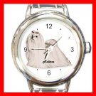 Maltese Dog Animal Pet Round Italian Charm Wrist Watch 503