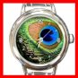 PEACOCK FEATHER Print Bird Round Italian Charm Wrist Watch 507