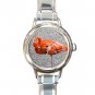 PINK FLAMINGO Bird Round Italian Charm Wrist Watch 509