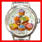 CUPCAKES FOODDESSERT KITCHEN Round Italian Charm Wrist Watch 510