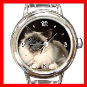 Birman Cat Kitty Pet Round Italian Charm Wrist Watch 511