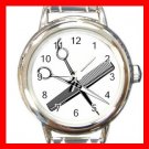 BARBER SCISSORS COMB Round Italian Charm Wrist Watch 512