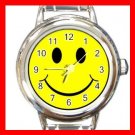 Yellow Smiley Face Smile Round Italian Charm Wrist Watch 515