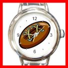 Lether Football Game Sport Round Italian Charm Wrist Watch 518