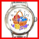 KNKITTING YARN NEEDLES CRAFTS Round Italian Charm Wrist Watch 519