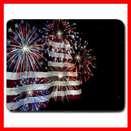 Fireworks American Flag Mouse Pad MousePad Mat 004