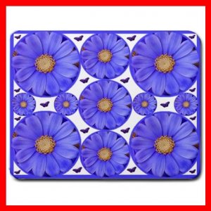 Blue Daisy Rolls Flower Fun Mouse Pad MousePad Mat 058