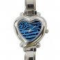 Blue and Black Zebra Skin Print Italian Charm Wrist Watch 005