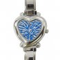 Blue and white Zebra Skin Print Italian Charm Wrist Watch 006
