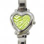 Green and white Zebra Skin Print Italian Charm Wrist Watch 007