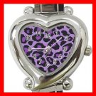Purple Leopard Skin Print Hobby Italian Charm Wrist Watch 010