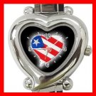AMERICAN FLAG HEART Patriotic Hobby Italian Charm Wrist Watch 032