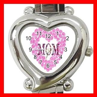 MOM WITH ROSE Pink Love Mother Italian Charm Wrist Watch 035