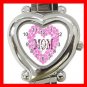 MOM WITH ROSE Pink Love Mother Italian Charm Wrist Watch 035