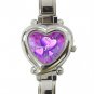 Purple Heart Love Heart Italian Charm Wrist Watch 112