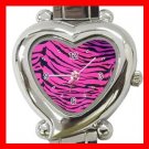 Pink Tiger Print Animal Heart Italian Charm Wrist Watch 124